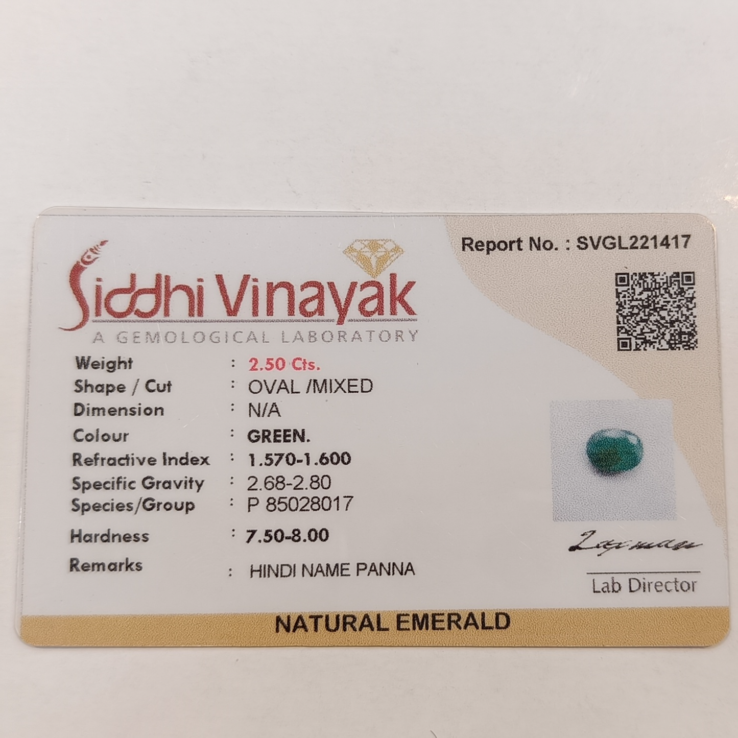 Emerald (Panna) - 2.50 Carats