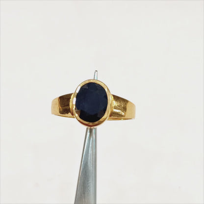 Blue Sapphire Gold Ring ( Neelam Ring) - Sample Ring